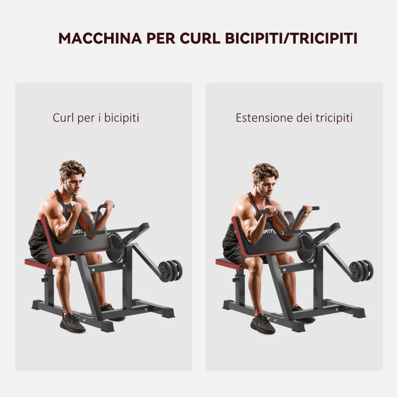 SPORTNOW Panca Romana 2 in 1 per Curl e Tricipiti con Sedile a 5 Livelli e 25 Regolazioni, Nero