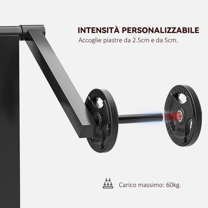 SPORTNOW Panca Romana 2 in 1 per Curl e Tricipiti con Sedile a 5 Livelli e 25 Regolazioni, Nero