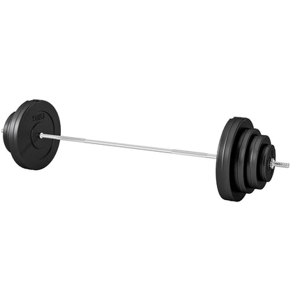 HOMCOM Set di Manubri Regolabile, Set Bilanciere e Dischi 70kg, 8 Dischi Pesi Rivestiti in Plastica e Barra in Metallo, 170x40.5x40.5cm, Nero