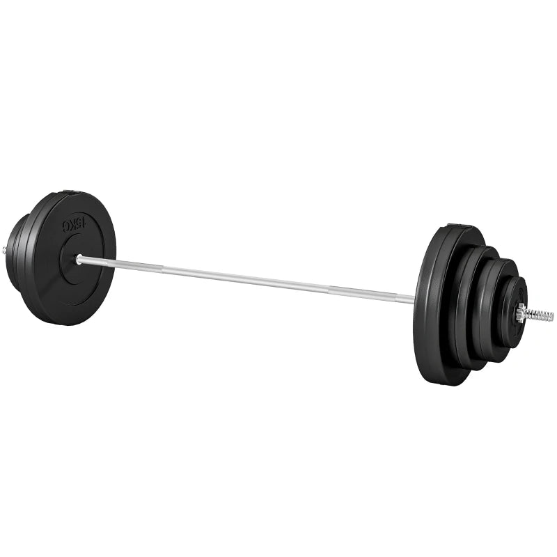 HOMCOM Set di Manubri Regolabile, Set Bilanciere e Dischi 70kg, 8 Dischi Pesi Rivestiti in Plastica e Barra in Metallo, 170x40.5x40.5cm, Nero