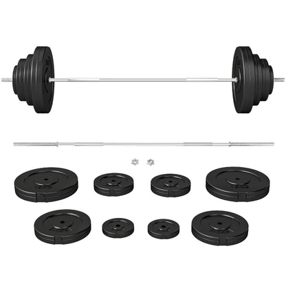 HOMCOM Set di Manubri Regolabile, Set Bilanciere e Dischi 70kg, 8 Dischi Pesi Rivestiti in Plastica e Barra in Metallo, 170x40.5x40.5cm, Nero