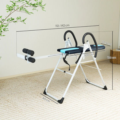 HOMCOM Panca a Inversione Gravitazionale Professionale Imbottita, Tavola di Inversione in Acciaio, 65x112-142x126cm