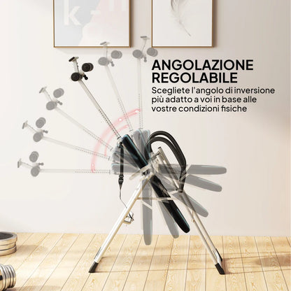 HOMCOM Panca a Inversione Gravitazionale Professionale Imbottita, Tavola di Inversione in Acciaio, 65x112-142x126cm