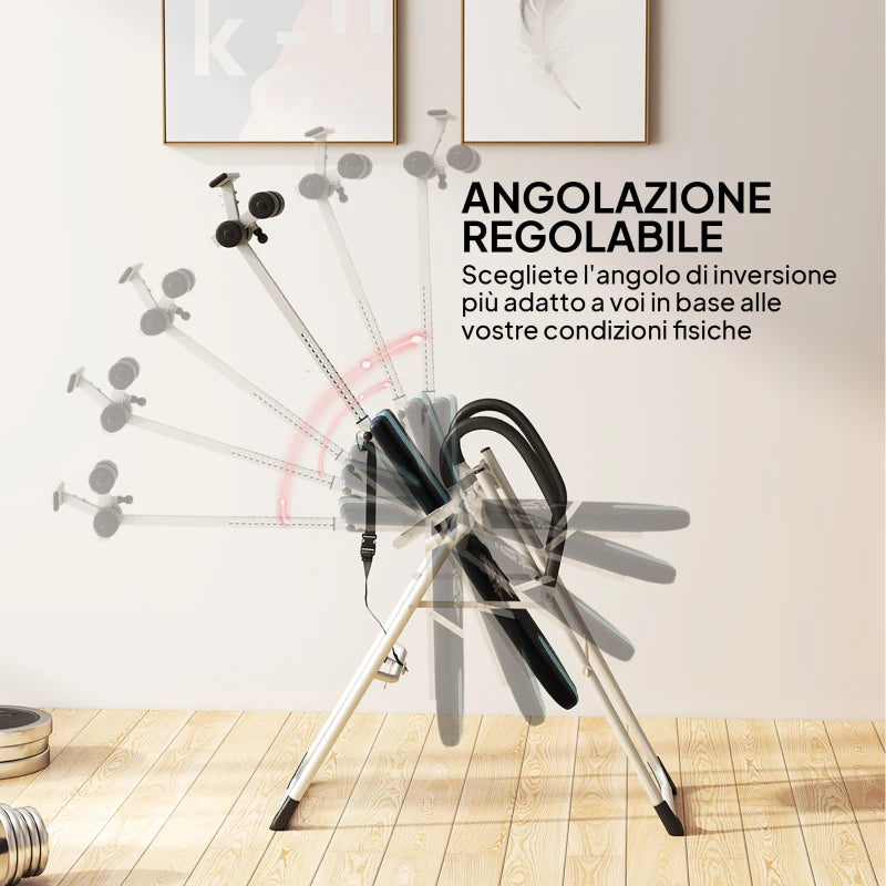 HOMCOM Panca a Inversione Gravitazionale Professionale Imbottita, Tavola di Inversione in Acciaio, 65x112-142x126cm