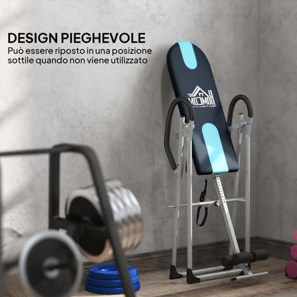 HOMCOM Panca a Inversione Gravitazionale Professionale Imbottita, Tavola di Inversione in Acciaio, 65x112-142x126cm