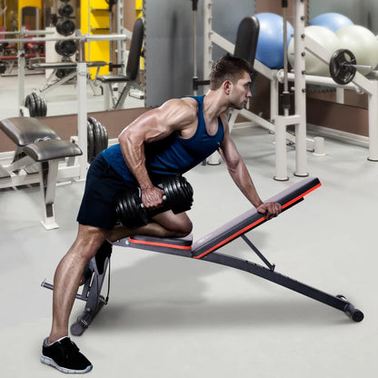 HOMCOM Panca Multifunzione Regolabile per Addominali, Panca Pesi Palestra per Allenamento Braccia e Gambe 54x160x106cm, Nero e Rosso