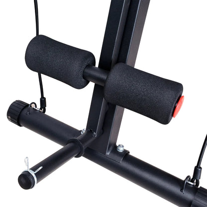 HOMCOM Panca Multifunzione Regolabile per Addominali, Panca Pesi Palestra per Allenamento Braccia e Gambe 54x160x106cm, Nero e Rosso