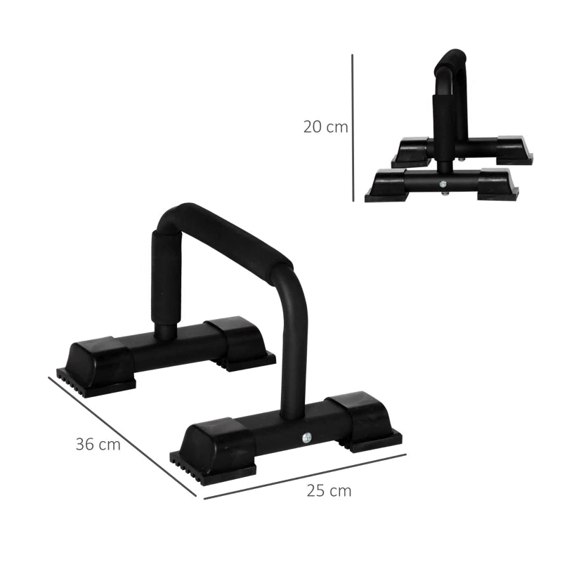 HOMCOM Set 2 Barre Parallele in Acciaio con Impugnatura in EPE Antiscivolo, 36x25x20 cm, Nero
