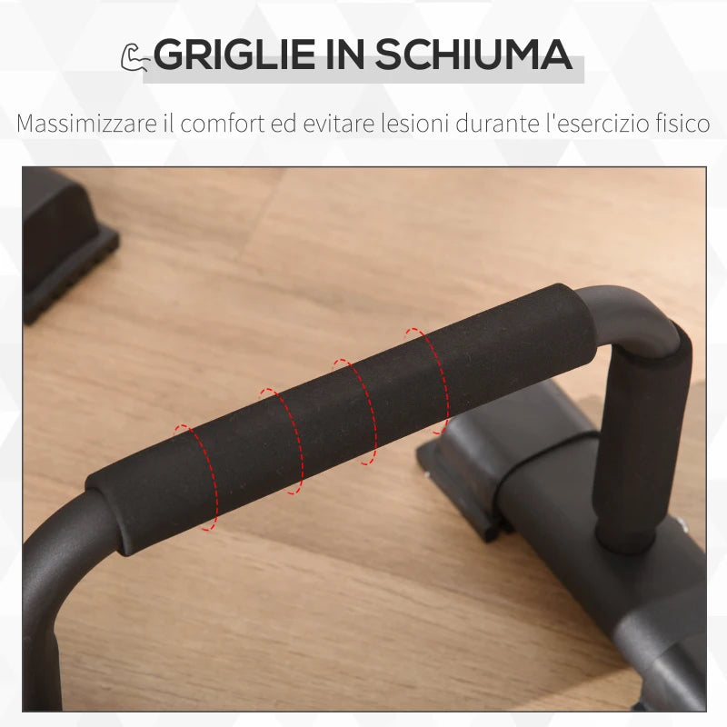 HOMCOM Set 2 Barre Parallele in Acciaio con Impugnatura in EPE Antiscivolo, 36x25x20 cm, Nero