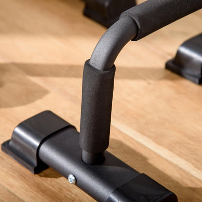 HOMCOM Set 2 Barre Parallele in Acciaio con Impugnatura in EPE Antiscivolo, 36x25x20 cm, Nero