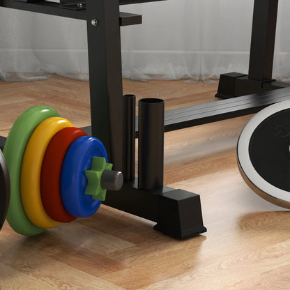 SPORTNOW Rastrelliera per Manubri in Acciaio con 4 Aste Regolabili per Pesi e Kettlebell, 131x75x80 cm, Nero