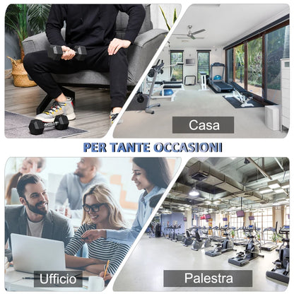 HOMCOM Set di 2 Manubri da Palestra Esagonali da 5kg in Gomma con Impugnatura Antiscivolo, Nero