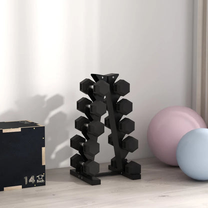 HOMCOM Set di 2 Manubri da Palestra Esagonali da 5kg in Gomma con Impugnatura Antiscivolo, Nero