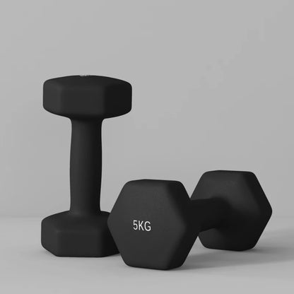 SPORTNOW Set 2 Manubri Esagonali da 2x5 kg in Metallo e Plastica con Impugnatura Antiscivolo, 20x9x9 cm, Nero