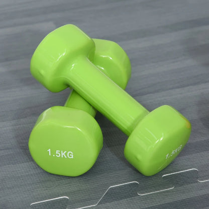 HOMCOM Set Manubri Pesi per Braccia con Valigetta, 6 Manubri da 0.5kg 1kg 1.5kg Acciaio e Rivestimento PU, Rosso Giallo e Verde