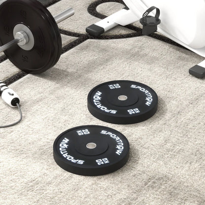 SPORTNOW Set di 2 Dischi Palestra da 20kg per Bilanciere e Manubri con Attacco Ø5cm, Nero