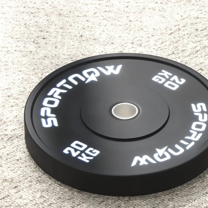 SPORTNOW Set di 2 Dischi Palestra da 20kg per Bilanciere e Manubri con Attacco Ø5cm, Nero