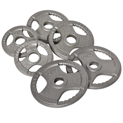 HOMCOM Set di 6 Dischi Pesi per Bilanciere e Manubri 2.5-35KG, Dischi palestra in Acciaio con Foro 50 cm, Ideali per Bilancieri Olimpionici, Argento