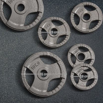 HOMCOM Set di 6 Dischi Pesi per Bilanciere e Manubri 2.5-35KG, Dischi palestra in Acciaio con Foro 50 cm, Ideali per Bilancieri Olimpionici, Argento