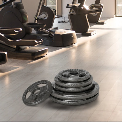 HOMCOM Set di 6 Dischi Pesi per Bilanciere e Manubri 2.5-35KG, Dischi palestra in Acciaio con Foro 50 cm, Ideali per Bilancieri Olimpionici, Argento