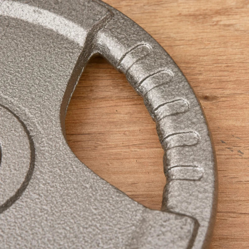 HOMCOM Set di 6 Dischi Pesi per Bilanciere e Manubri 2.5-35KG, Dischi palestra in Acciaio con Foro 50 cm, Ideali per Bilancieri Olimpionici, Argento