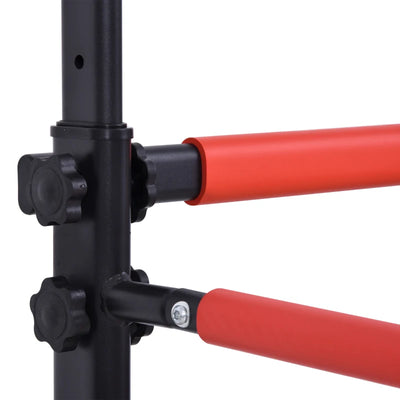 HOMCOM Barra per Trazioni Power Tower Stazione Fitness Multifunzione con Altezza Regolabile 171-219cm Nero Rosso