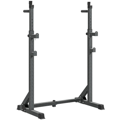 SPORTNOW Supporto per Bilanciere con Altezza e Larghezza Regolabili in Acciaio ed EVA, 60-87x65x121-158cm, Nero