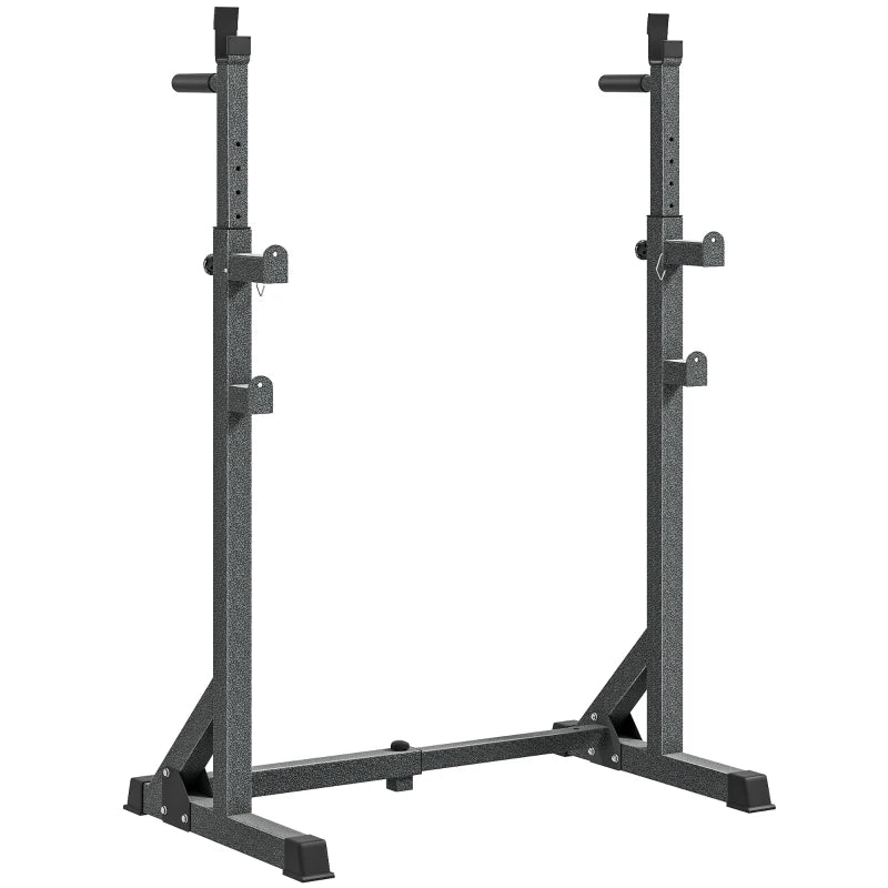 SPORTNOW Supporto per Bilanciere con Altezza e Larghezza Regolabili in Acciaio ed EVA, 60-87x65x121-158cm, Nero