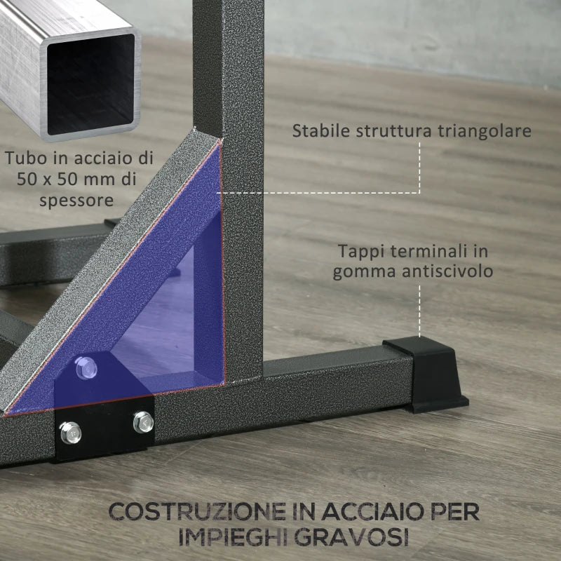 SPORTNOW Supporto per Bilanciere con Altezza e Larghezza Regolabili in Acciaio ed EVA, 60-87x65x121-158cm, Nero