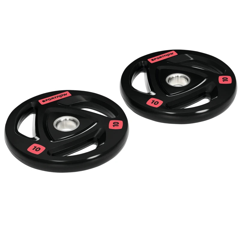 SPORTNOW Set di 2 Dischi Pesi da 10kg in Acciaio con Rivestimento in Gomma per Bilanciere