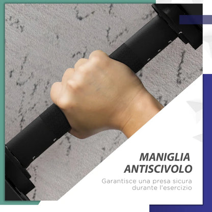 SPORTNOW Set 2 in 1 con 2 Manubri Convertibili in Bilanciere, Peso Totale 20 kg e Dischi Pesi Regolabili, Nero