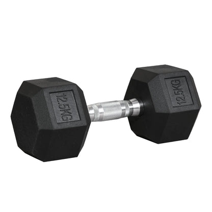 HOMCOM Manubrio da 12.5 kg Esagonale Singolo con Impugnatura Zigrinata Antiscivolo, Nero