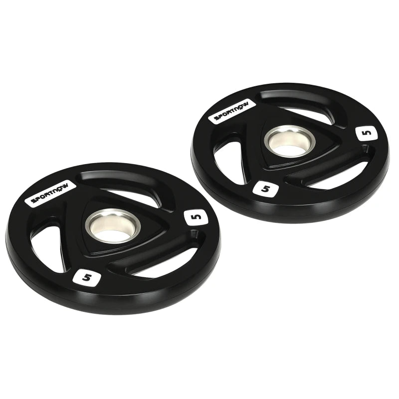 SPORTNOW Set di 2 Dischi Pesi in Acciaio con Rivestimento in Gomma per Bilanciere