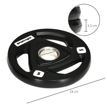 SPORTNOW Set di 2 Dischi Pesi in Acciaio con Rivestimento in Gomma per Bilanciere