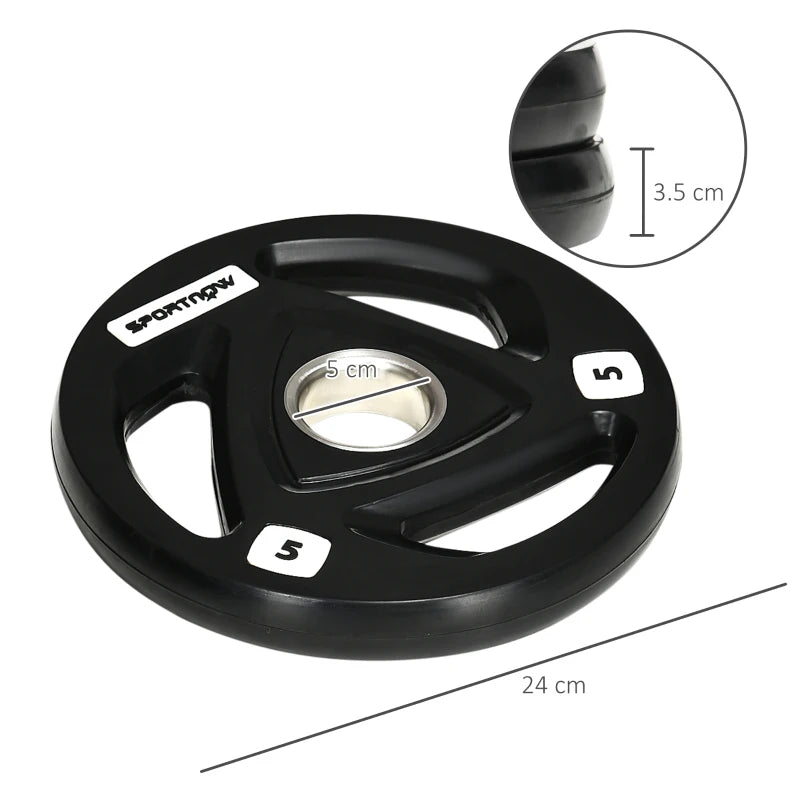 SPORTNOW Set di 2 Dischi Pesi in Acciaio con Rivestimento in Gomma per Bilanciere