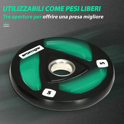 SPORTNOW Set di 2 Dischi Pesi in Acciaio con Rivestimento in Gomma per Bilanciere