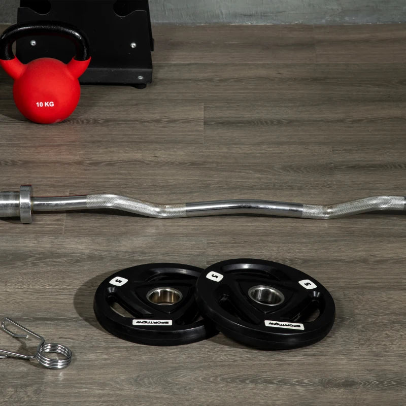 SPORTNOW Set di 2 Dischi Pesi in Acciaio con Rivestimento in Gomma per Bilanciere