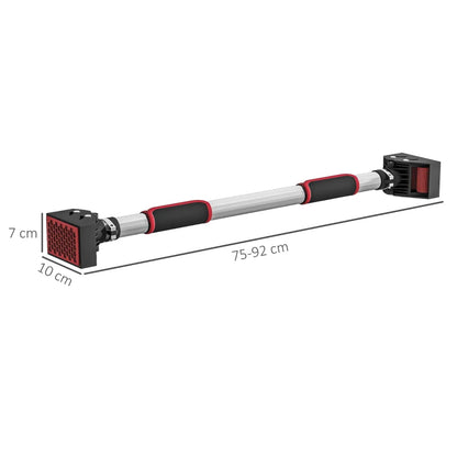 SPORTNOW Sbarra per Trazioni a Larghezza Regolabile con Impugnature Antiscivolo, 75-92x10x7 cm, Rosso e Nero