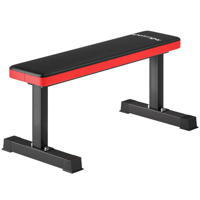 SPORTNOW Panca Piana per Pesi e Addominali in Acciaio con Cuscino e Capacità 300kg, 106x26x48cm, Nero