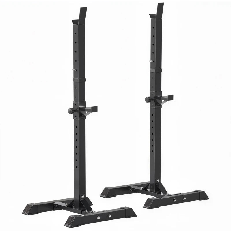 HOMCOM Set di 2 Rack Supporto per Bilanciere in Acciaio, Altezza Regolabile su 12 Livelli, 50x49x124-154cm, Nero
