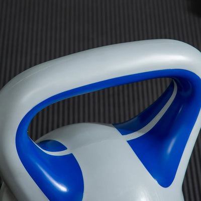 SPORTNOW Kettlebell 12kg in PU e Sabbia con Base Piatta e Impugnatura per Stacchi, Squat e Sollevamenti, 24x17x28 cm, Blu