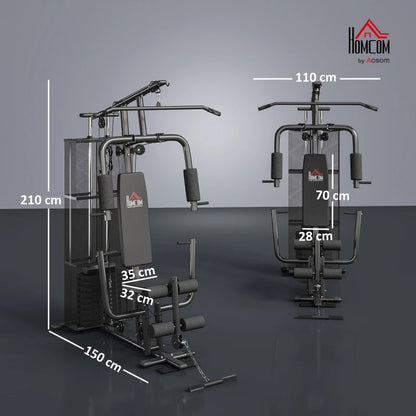 HOMCOM Stazione Fitness Palestra Multifunzione per Allenamento a Casa e Professionale, Acciaio 150x110x210cm Nero