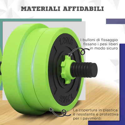 SPORTNOW Pesi da Palestra Set 4 in 1 da 40kg totali, utilizzabile come Kettlebell, Manubri e Bilancieri