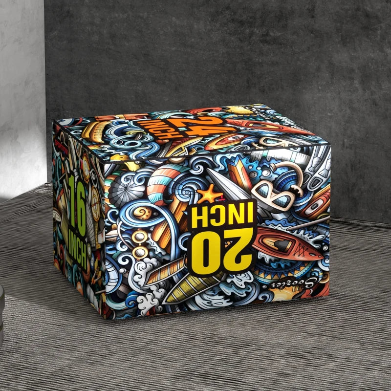 SPORTNOW Plyo Box 3 Altezze Jumping Box Antiscivolo per Casa e Palestra, 61x51x41 cm, Multicolore