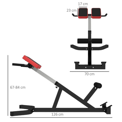 SPORTNOW Sedia Romana ad Altezza Regolabile con Imbottitura Spessa, in Acciaio e PU, 126x70x67-84 cm, Nera