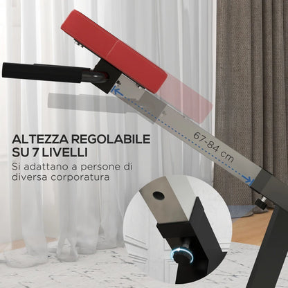 SPORTNOW Sedia Romana ad Altezza Regolabile con Imbottitura Spessa, in Acciaio e PU, 126x70x67-84 cm, Nera