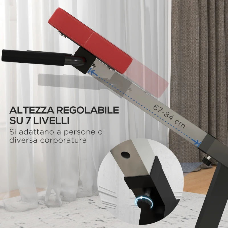 SPORTNOW Sedia Romana ad Altezza Regolabile con Imbottitura Spessa, in Acciaio e PU, 126x70x67-84 cm, Nera