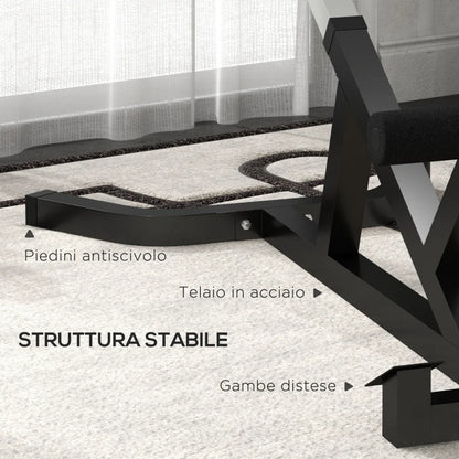 SPORTNOW Sedia Romana ad Altezza Regolabile con Imbottitura Spessa, in Acciaio e PU, 126x70x67-84 cm, Nera