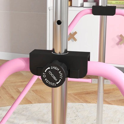 HOMCOM Sbarra Ginnastica Artistica per Bambini ad Altezza Regolabile con 2 Anelli, in Acciaio, 148x105x88-128 cm, Rosa