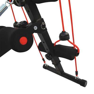 HOMCOM Panca Multifunzione con Vogatore a Molla e Schienale Regolabile e 2 Corde Elastiche, 55.5x137.5 cm Nero